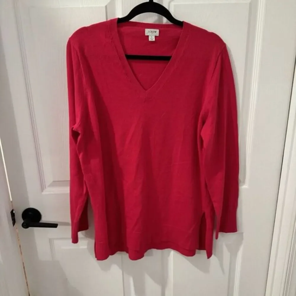 J Crew womens sz L Re-imagined‎ V neck oversize wool blend Pink Sweater preppy